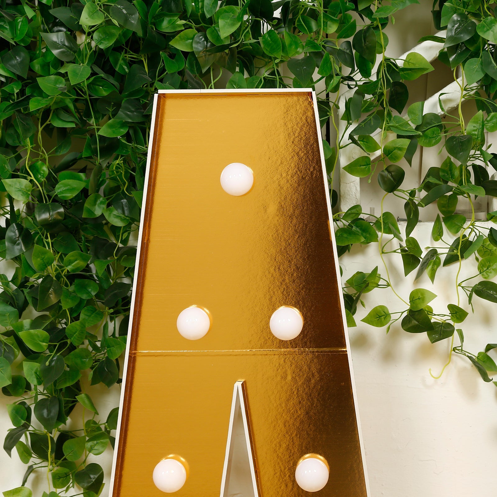 Giant LED Marquee Light Up Letter "A", Gold 4ft Pre-Cut Foam Board with 10 Warm White Battery Operated LEDs, Glue Gun and Sticks