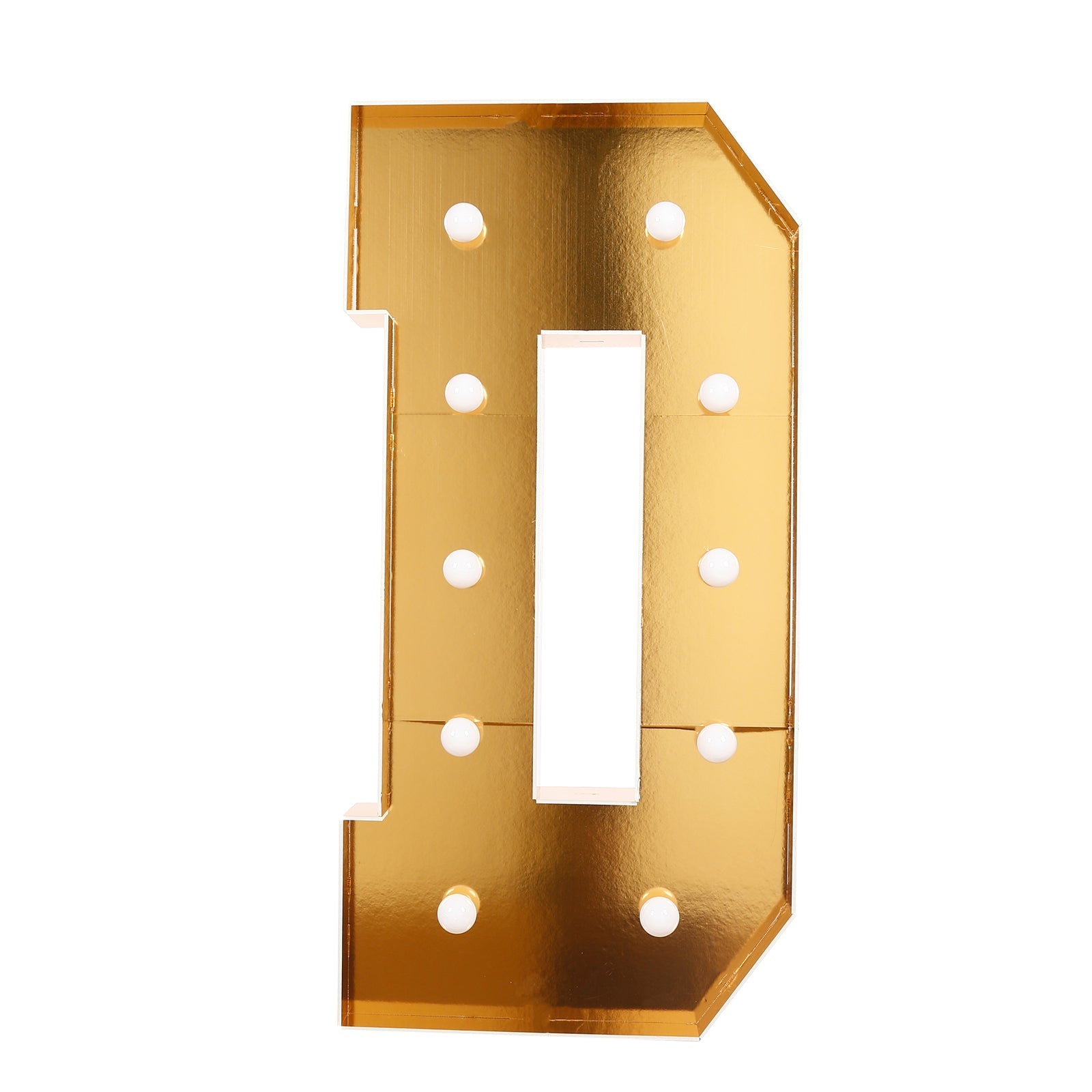 Giant LED Marquee Light Up Letter "D", Gold 4ft Pre-Cut Foam Board with 10 Warm White Battery Operated LEDs, Glue Gun and Sticks