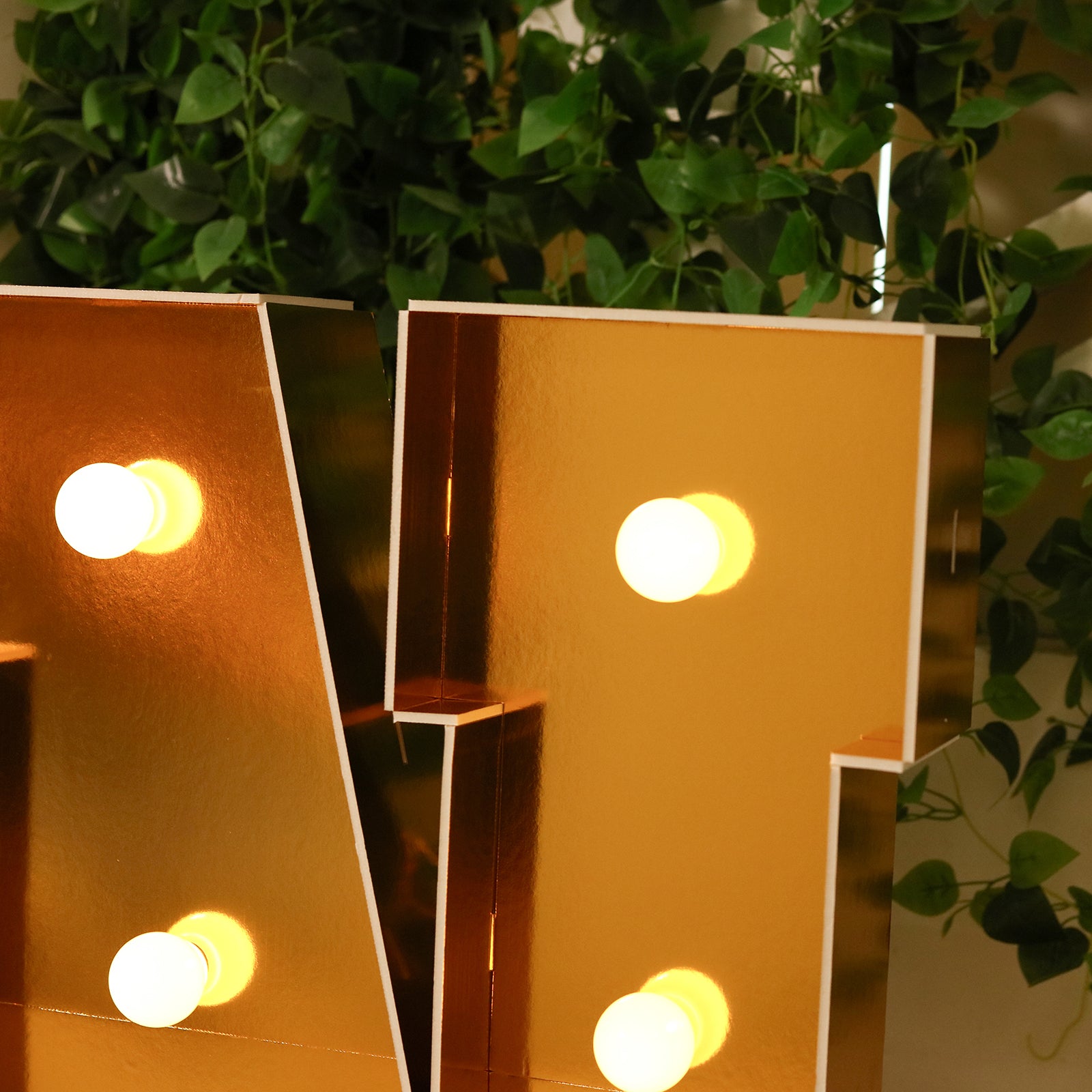 Giant LED Marquee Light Up Letter "N", Gold 4ft Pre-Cut Foam Board with 10 Warm White Battery Operated LEDs, Glue Gun and Sticks