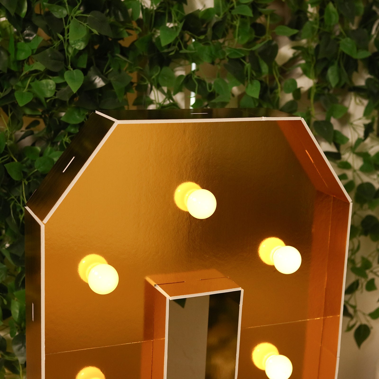 Giant LED Marquee Light Up Letter "Q", Gold 4ft Pre-Cut Foam Board with 10 Warm White Battery Operated LEDs, Glue Gun and Sticks