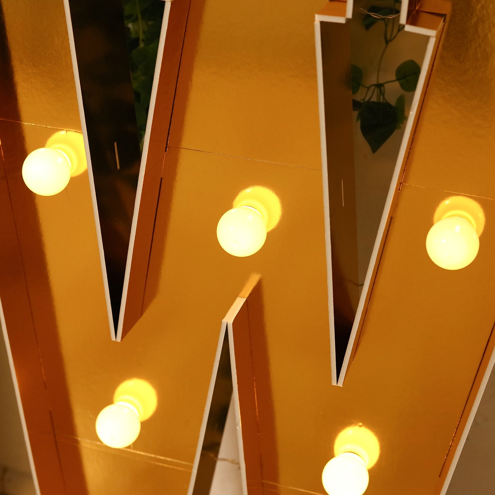Giant LED Marquee Light Up Letter "W", Gold 4ft Pre-Cut Foam Board with 10 Warm White Battery Operated LEDs, Glue Gun and Sticks