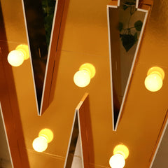 Giant LED Marquee Light Up Letter "W", Gold 4ft Pre-Cut Foam Board with 10 Warm White Battery Operated LEDs, Glue Gun and Sticks