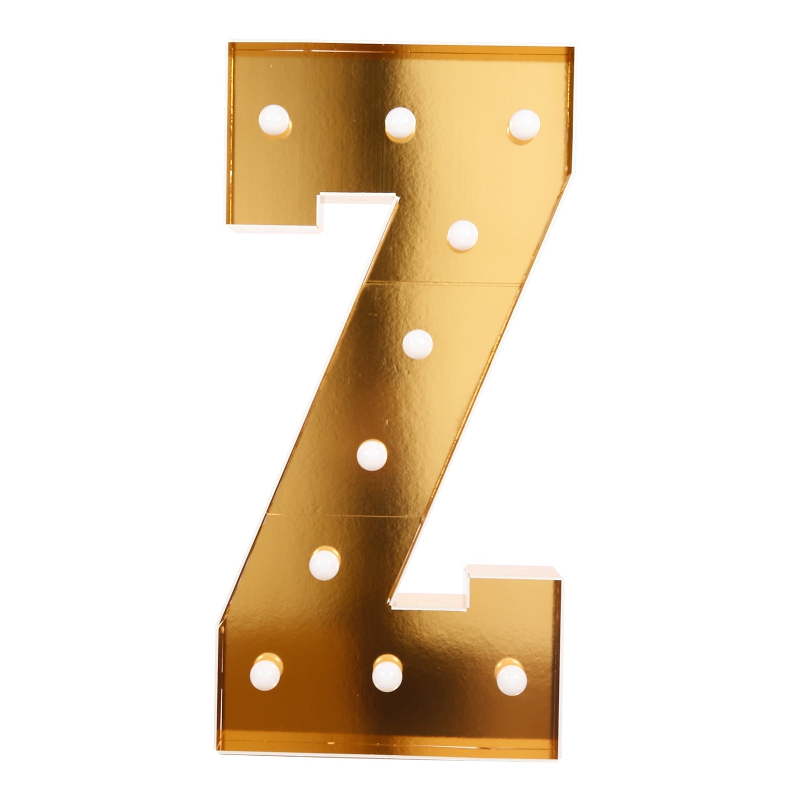 Giant LED Marquee Light Up Letter "Z", Gold 4ft Pre-Cut Foam Board with 10 Warm White Battery Operated LEDs, Glue Gun and Sticks
