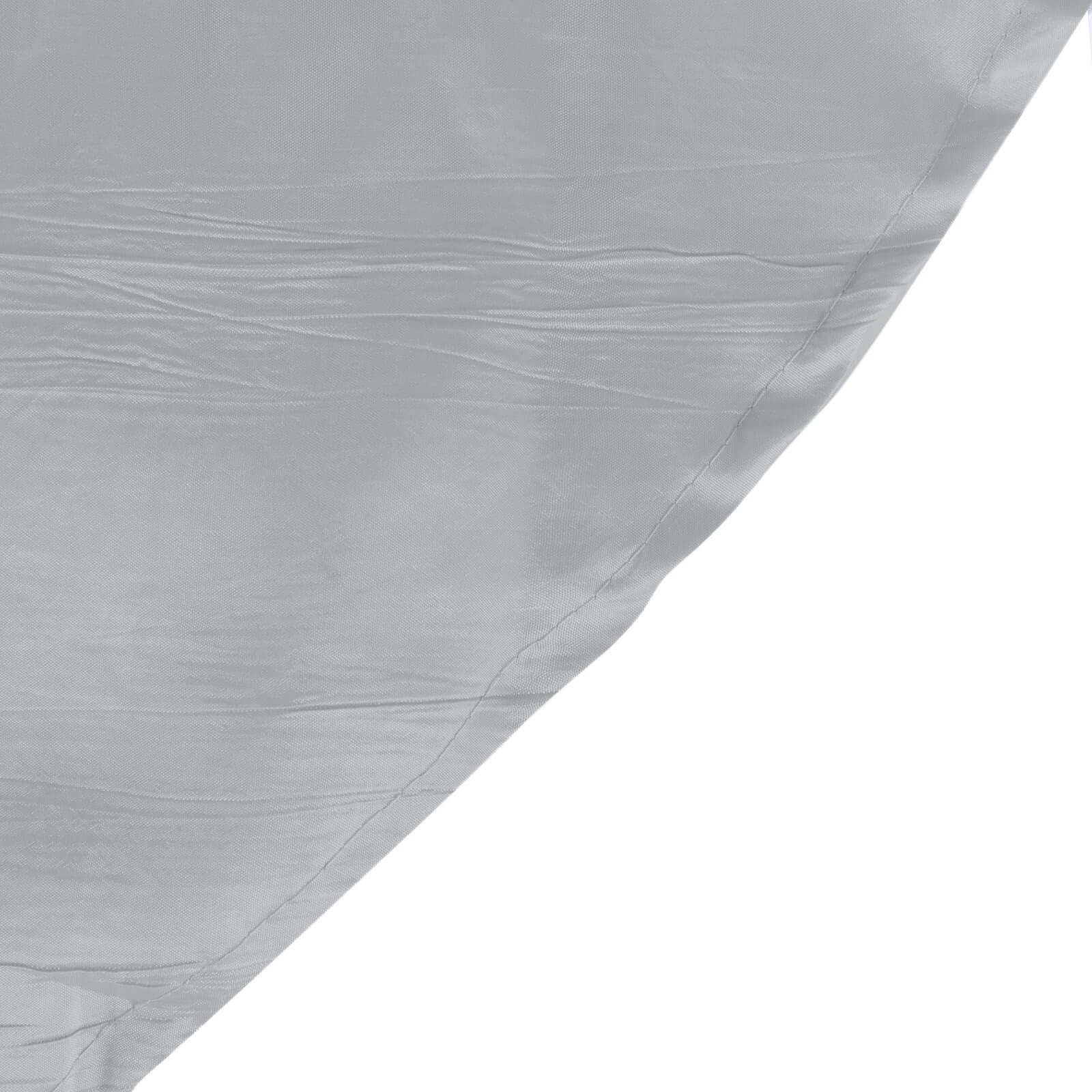 Taffeta 132" Round Tablecloth Silver - Seamless Accordion Crinkle Table Cover