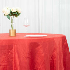 Taffeta 120" Round Tablecloth Red - Seamless Accordion Crinkle Table Cover