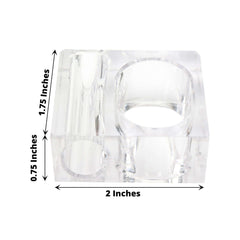 4-Pack Acrylic Napkin Rings 2-in-1 Square Mini Bud Vase Clear - Decorative Flower Napkin Holders for Table Settings