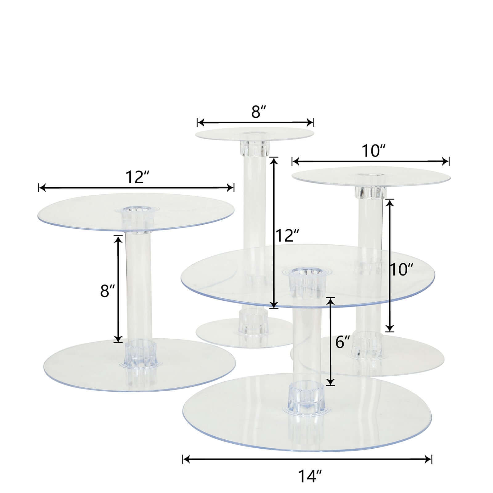 4-Tier Acrylic XL Cake Stand Set Clear - Assorted Sizes for Buffet Party Tables