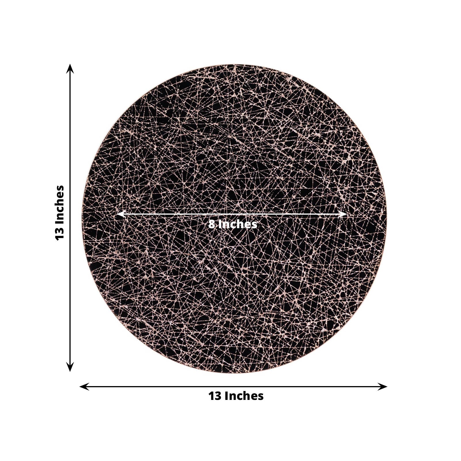 6-Pack Acrylic Round Charger Plates 13" in Black with Gold Glitter Abstract Lines Pattern, Decorative Dinner Party Charger Tableware