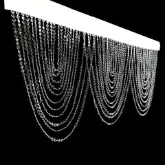 2 Pack Acrylic Crystal Beaded Curtain Valance with Polyester Rod Pocket, 23"x42" Triple Swag Diamond Cut Doorway Curtains