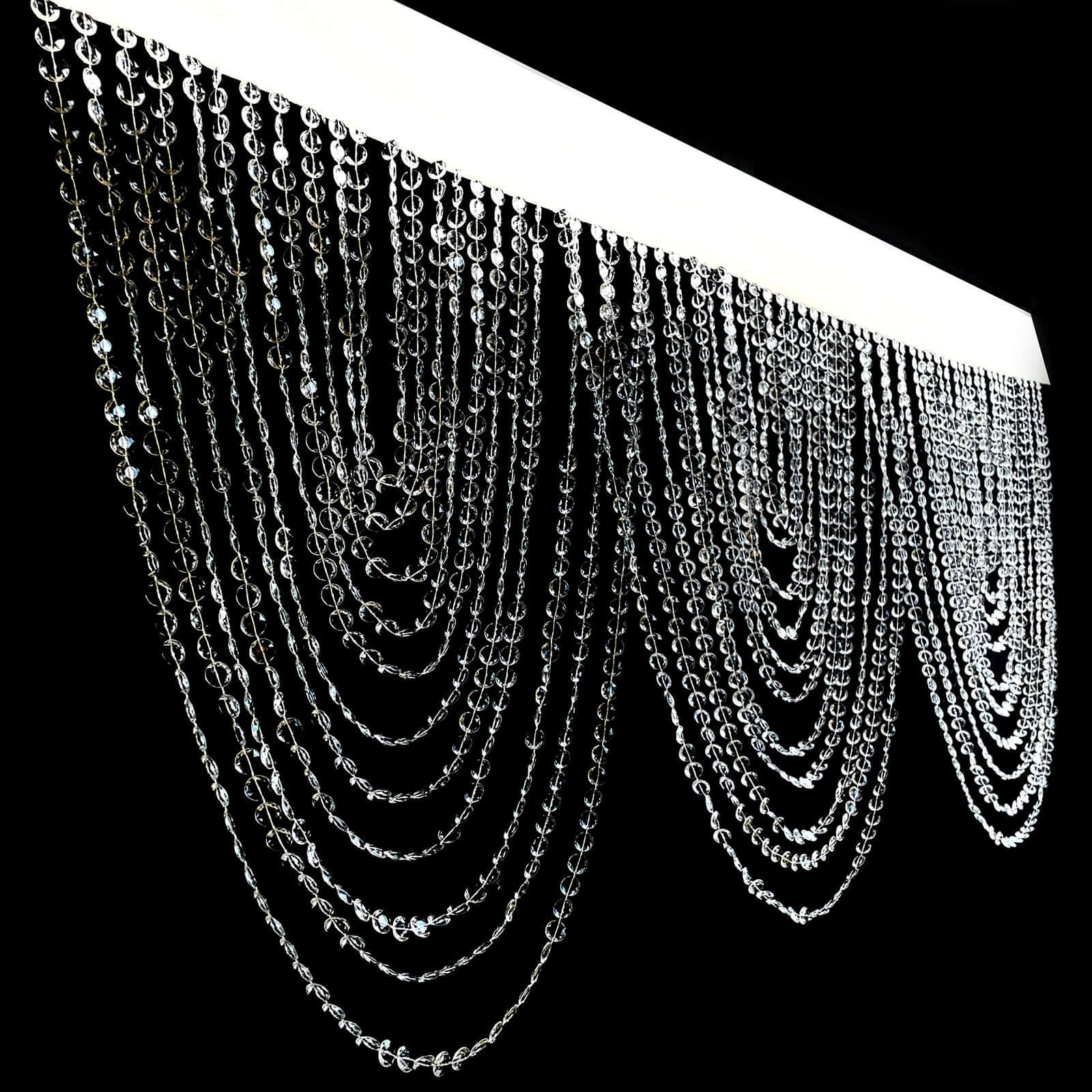 2 Pack Acrylic Crystal Beaded Curtain Valance with Polyester Rod Pocket, 23"x42" Triple Swag Diamond Cut Doorway Curtains