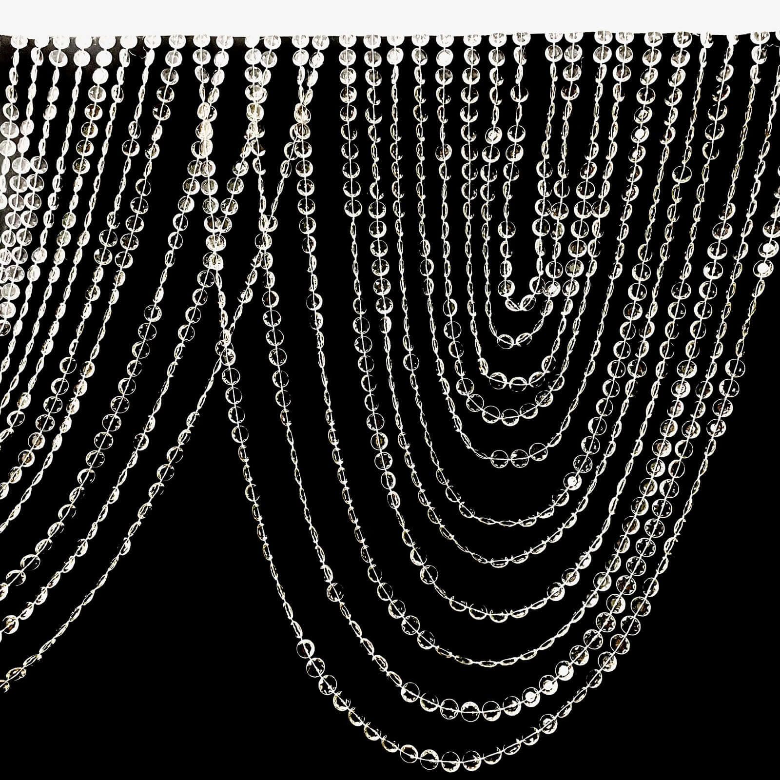 2 Pack Acrylic Crystal Beaded Curtain Valance with Polyester Rod Pocket, 23"x42" Triple Swag Diamond Cut Doorway Curtains