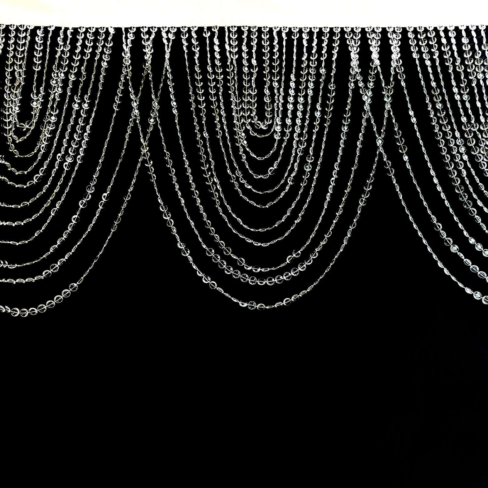 2 Pack Acrylic Crystal Beaded Curtain Valance with Polyester Rod Pocket, 23"x42" Triple Swag Diamond Cut Doorway Curtains