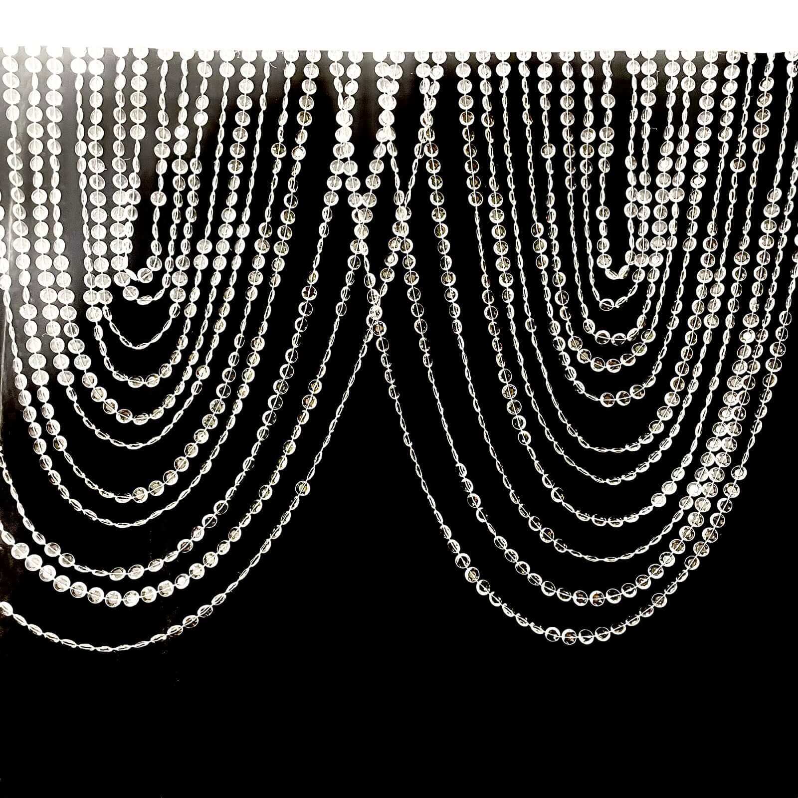 2 Pack Acrylic Crystal Beaded Curtain Valance with Polyester Rod Pocket, 23"x42" Triple Swag Diamond Cut Doorway Curtains