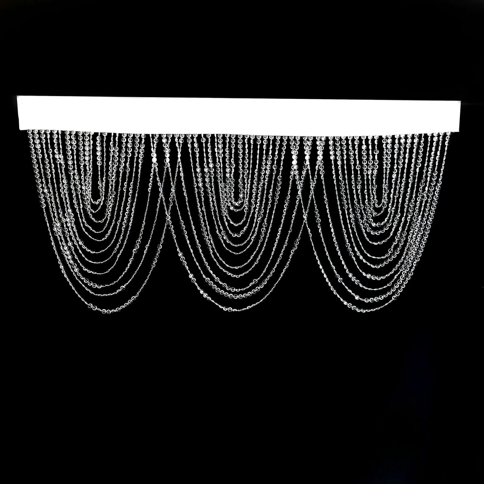 2 Pack Acrylic Crystal Beaded Curtain Valance with Polyester Rod Pocket, 23"x42" Triple Swag Diamond Cut Doorway Curtains