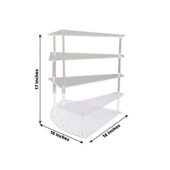 4-Tier Acrylic Cupcake Display Stand Clear Spiral Stairway Design for Dessert Perfume Retail Jewelry & Collectibles 17"