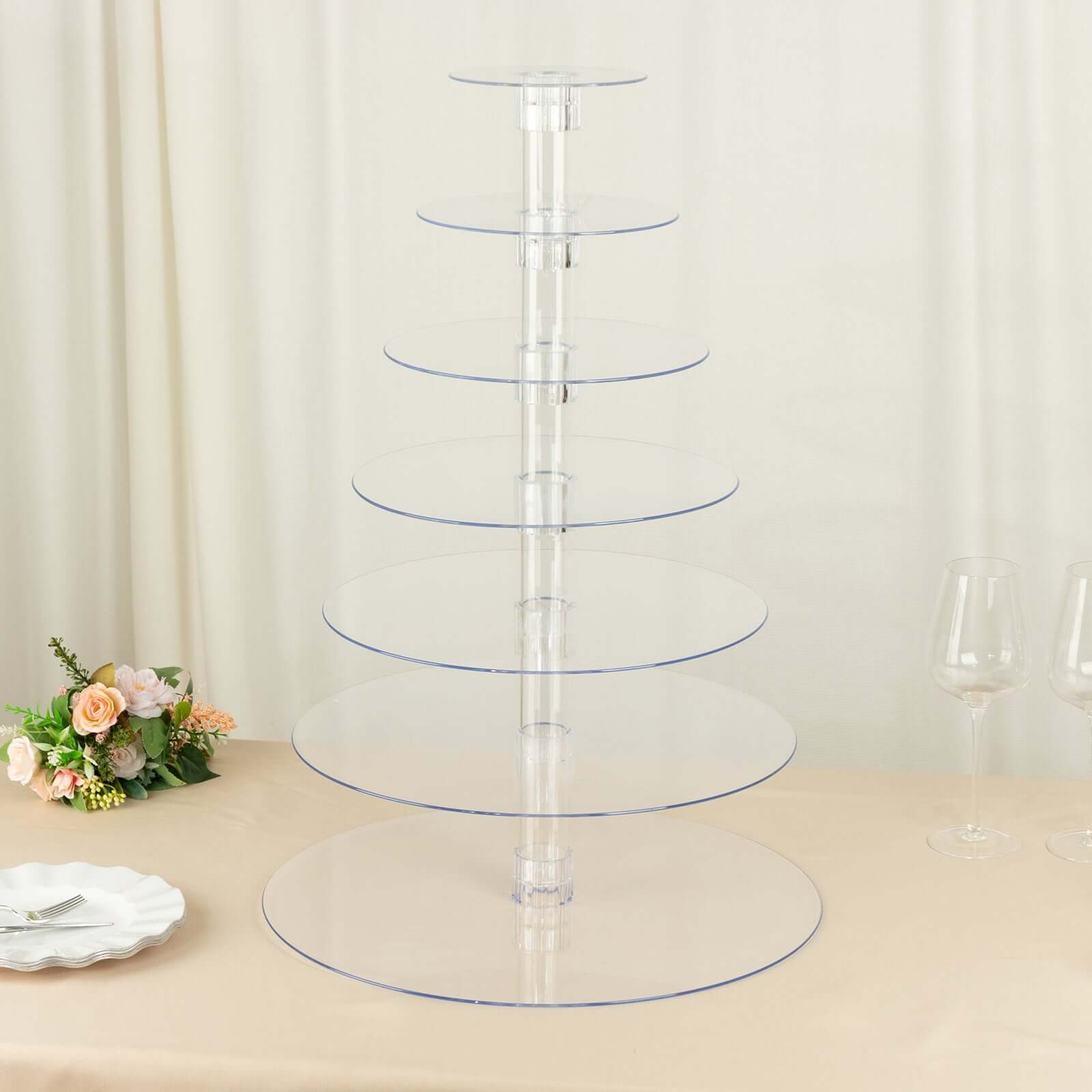 7-Tier Acrylic Round Cupcake Stand Clear & Catering Displays 26"