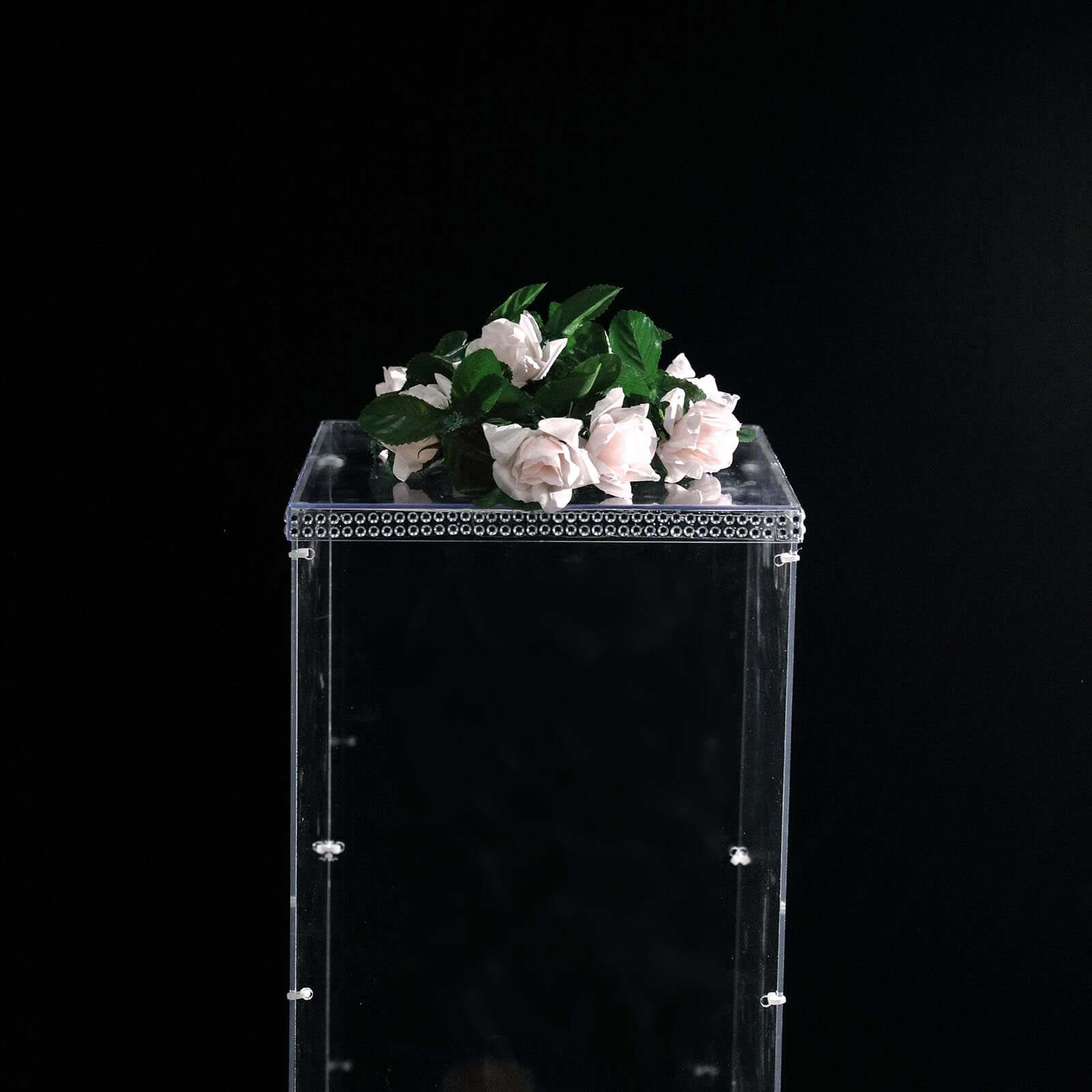 24" Clear Acrylic Display Box, Transparent Pedestal Riser with Interchangeable Lid and Base
