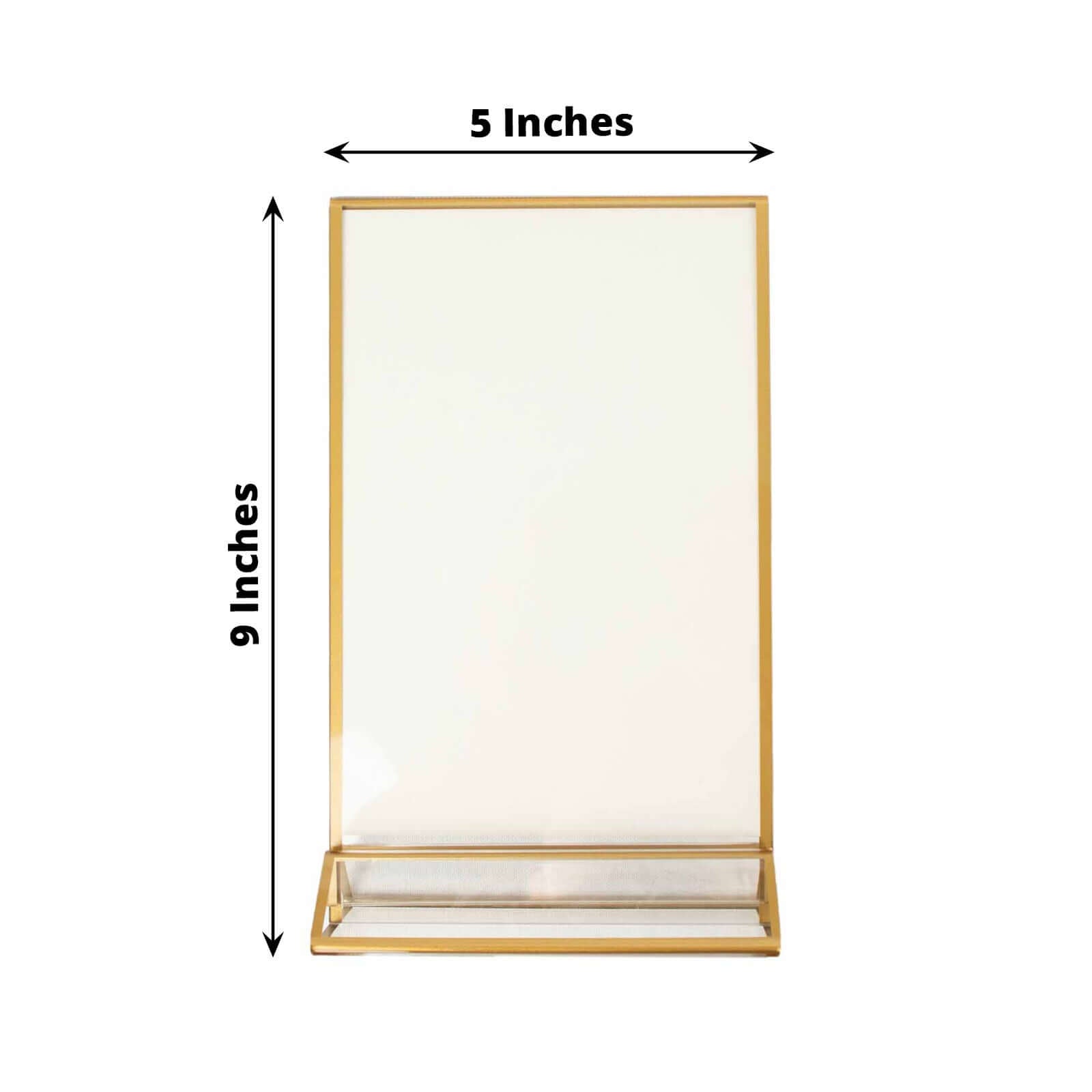 6-Pack Gold Frame Acrylic Table Sign Holders Double-Sided Display for Numbers and Menus - Perfect for Weddings 5"x9"