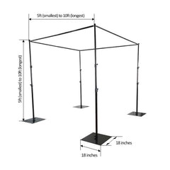 10ft 4-Post DIY Photography Backdrop Stand, Wedding Arch Canopy Tent
