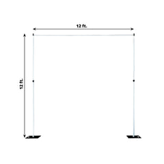 12ft Aluminum Adjustable Backdrop Stand with Heavy Steel Base Plate, Commercial Grade DIY Pipe and Drape Photography Background Frame