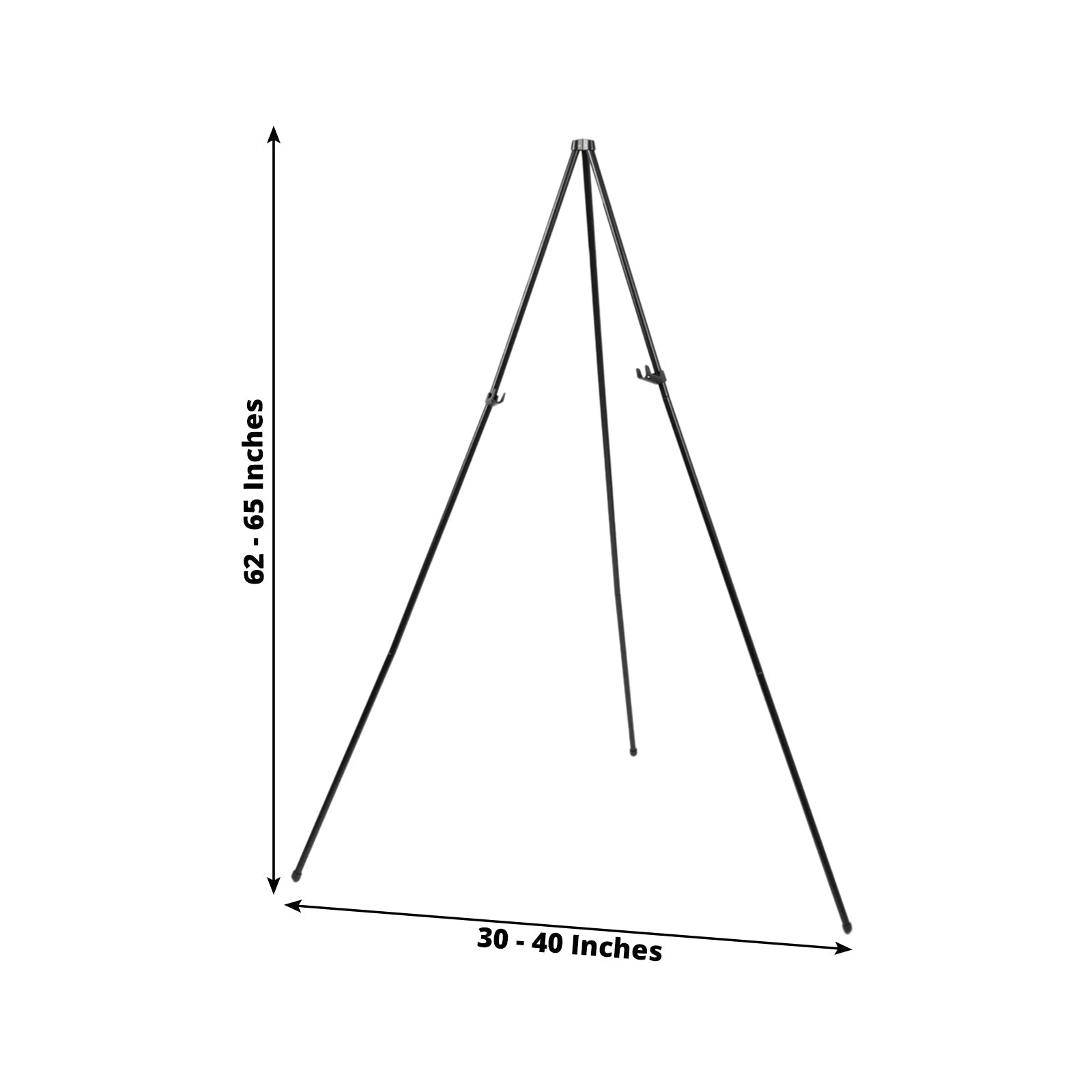 65" Heavy Duty Black Metal Easel Stand - Portable and Adjustable Tripod for Wedding Signs, Posters, and Art