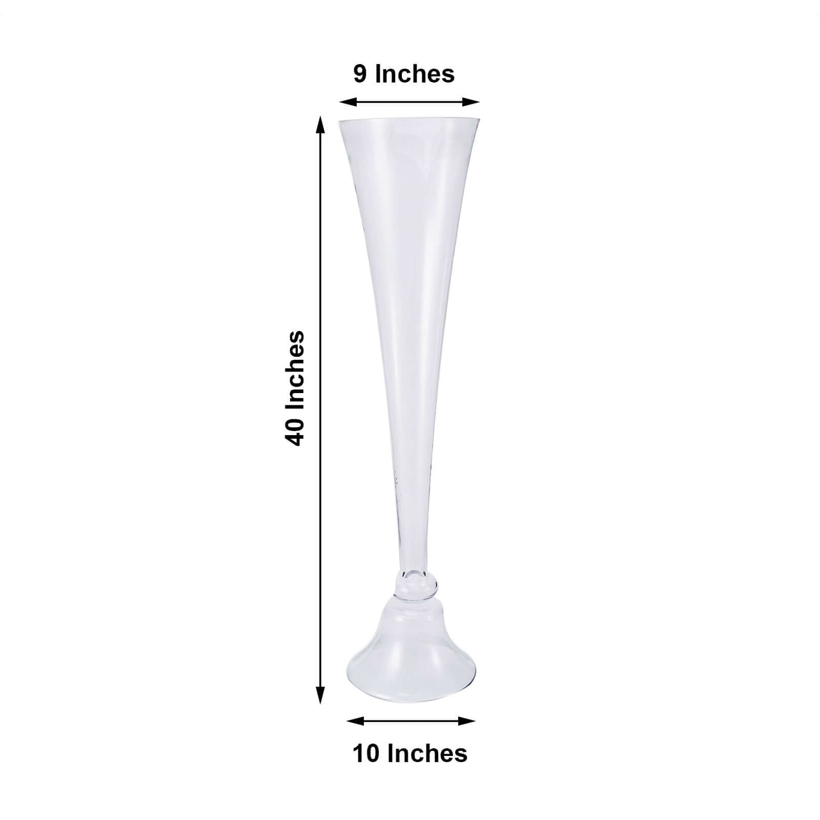 Glass Trumpet Floor Vase Reversible Clarinet Style Clear - Decorative Flower Centerpiece for Events 40"