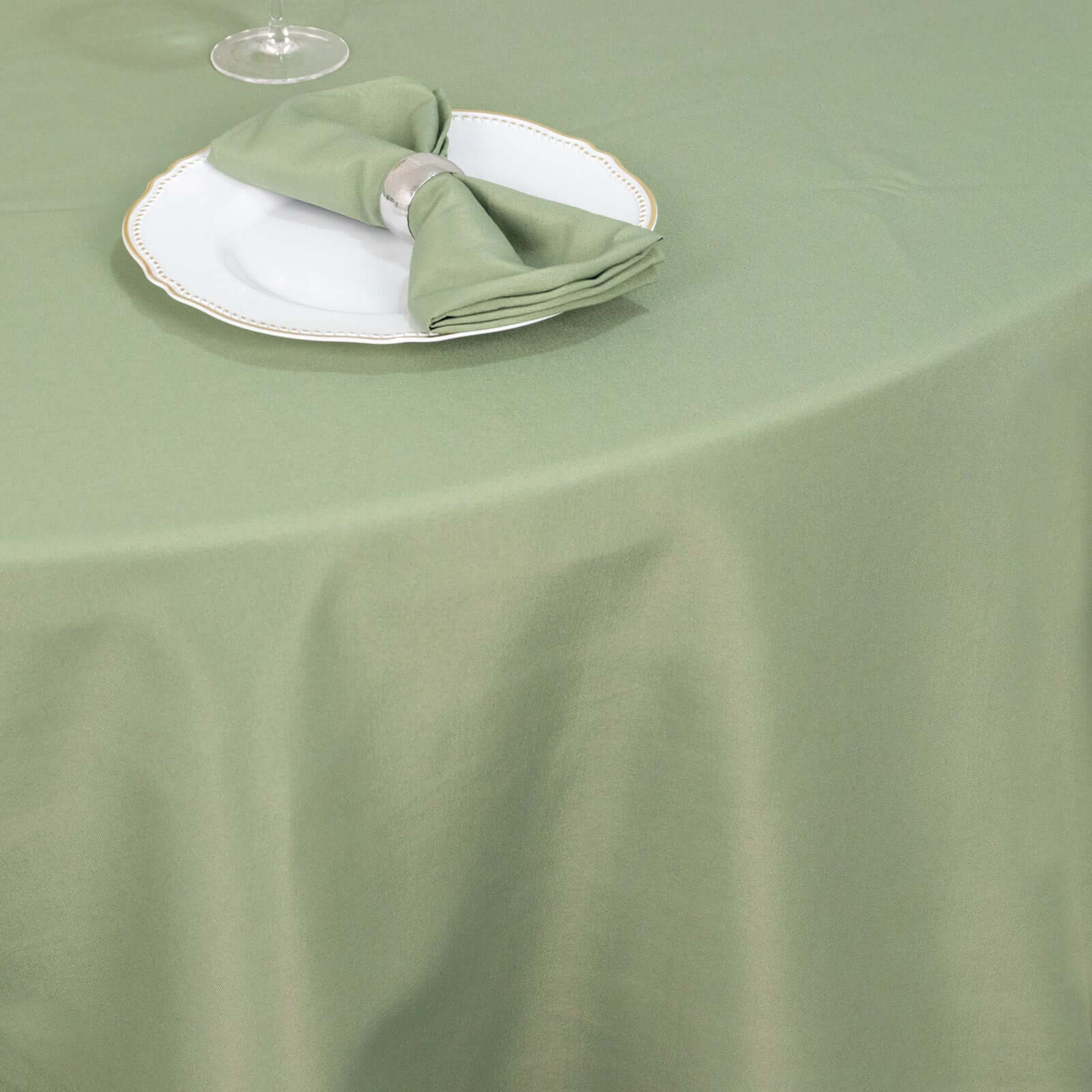 Premium Polyester 108" Round Tablecloth Dusty Sage Green - Wrinkle-Resistant 220GSM Table Cover