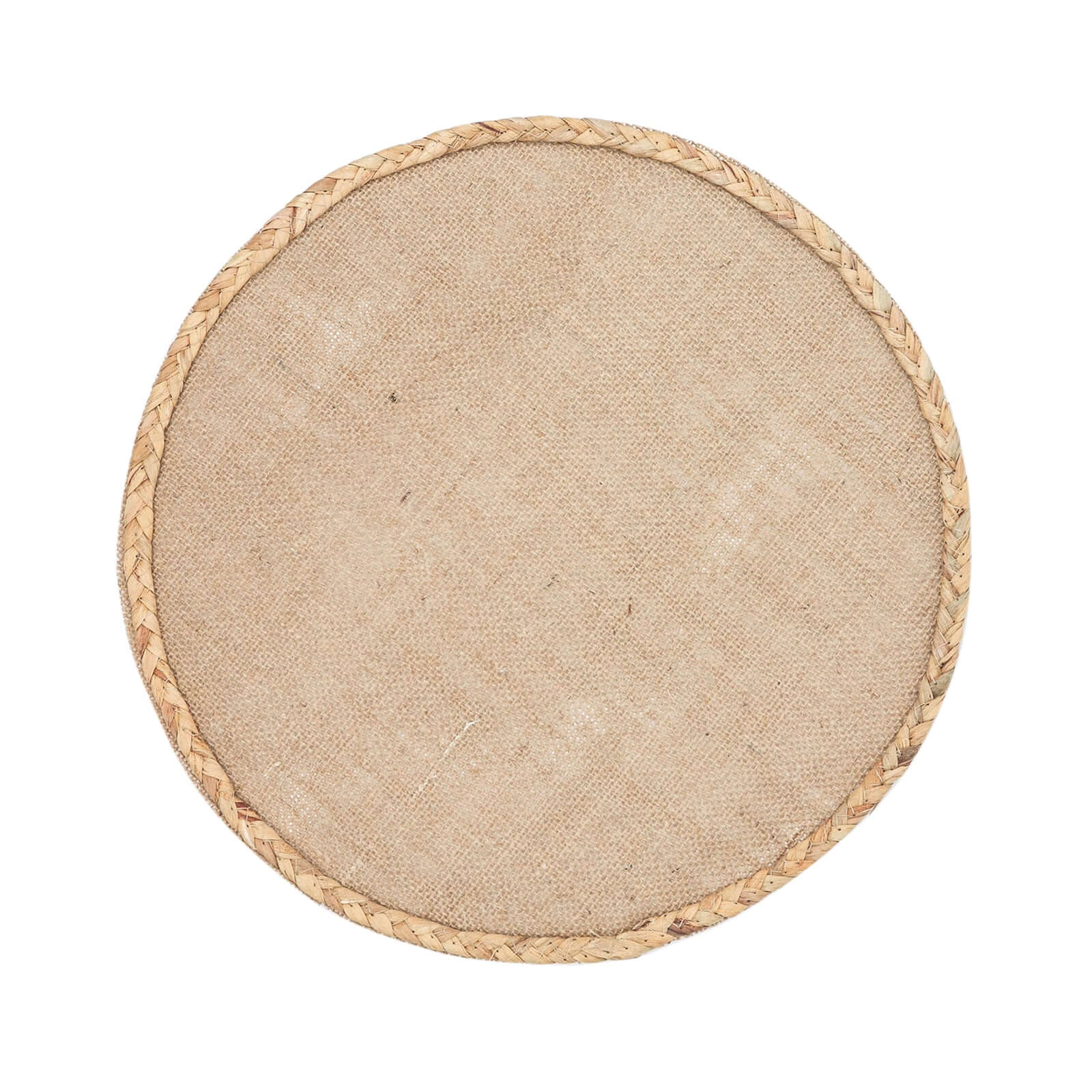 4-Pack Placemats Braided Edge Design Natural Burlap Jute Round - Rustic Farmhouse Style with Trim 15"