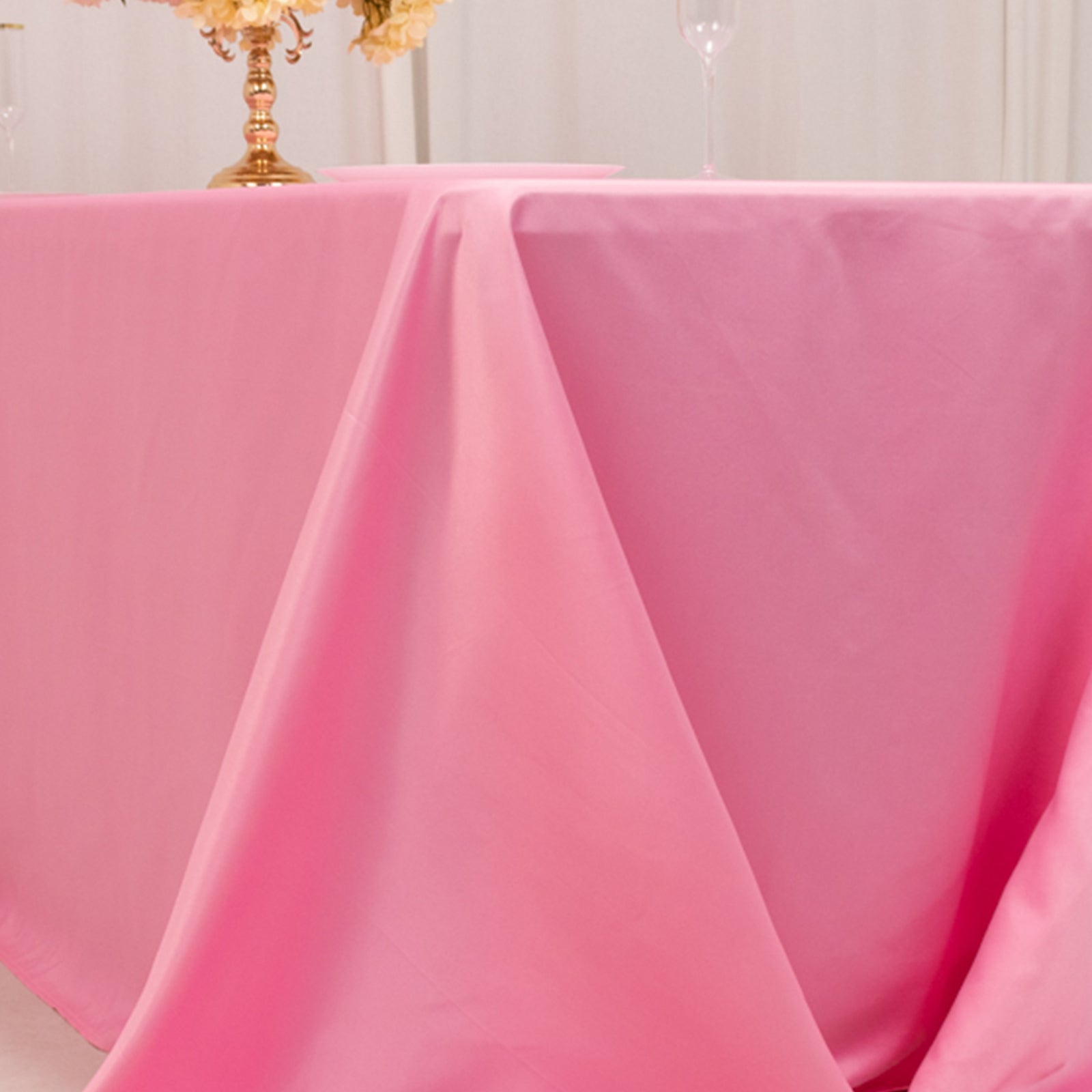 Lamour Satin 90"x132" Rectangle Tablecloth Pink - Soft & Silk-Like Seamless Table Cover