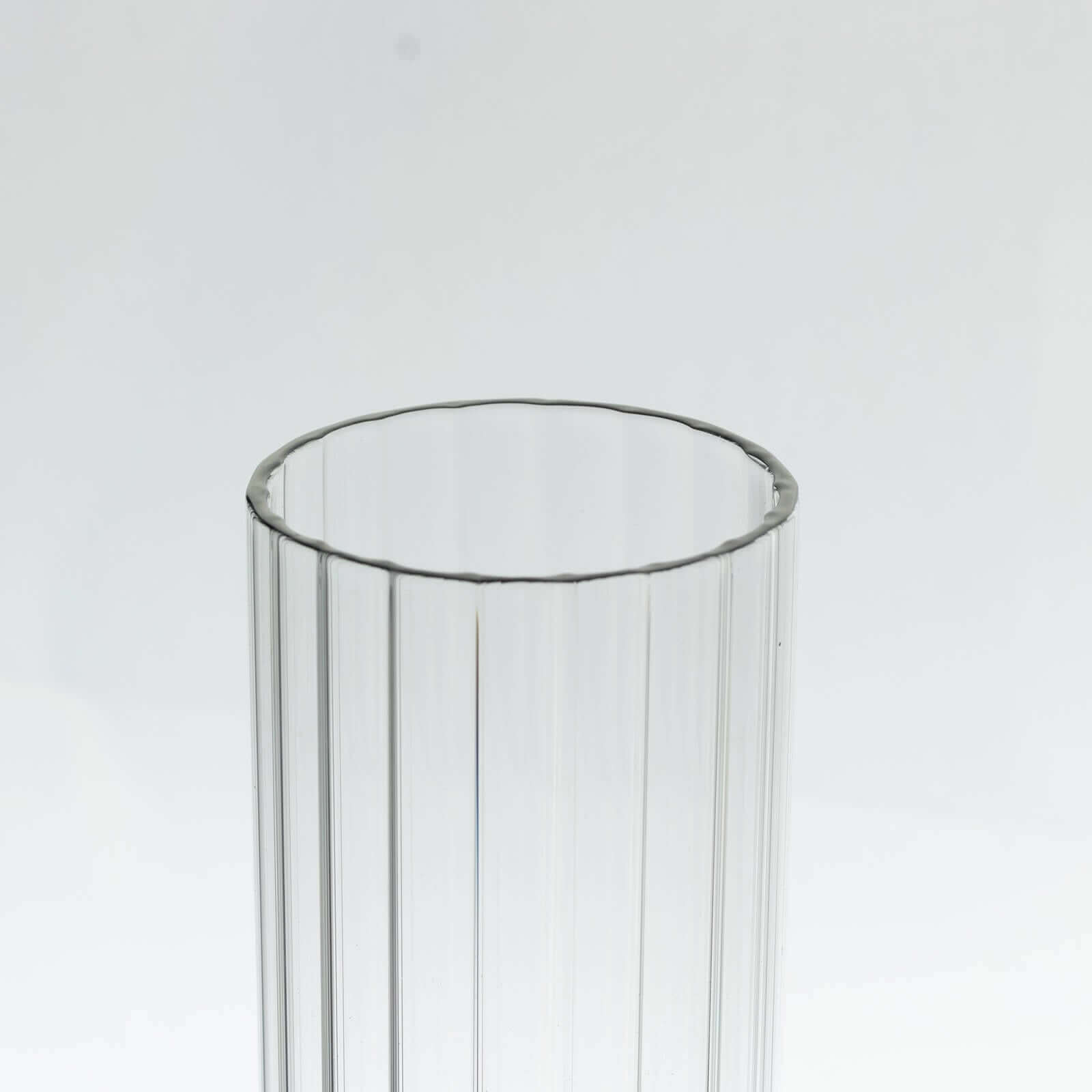 2-Pack Clear Ribbed Glass Hurricane Shades Open End Design - Stylish Candelabra Pillar Candle Holder Table Centerpiece 10"