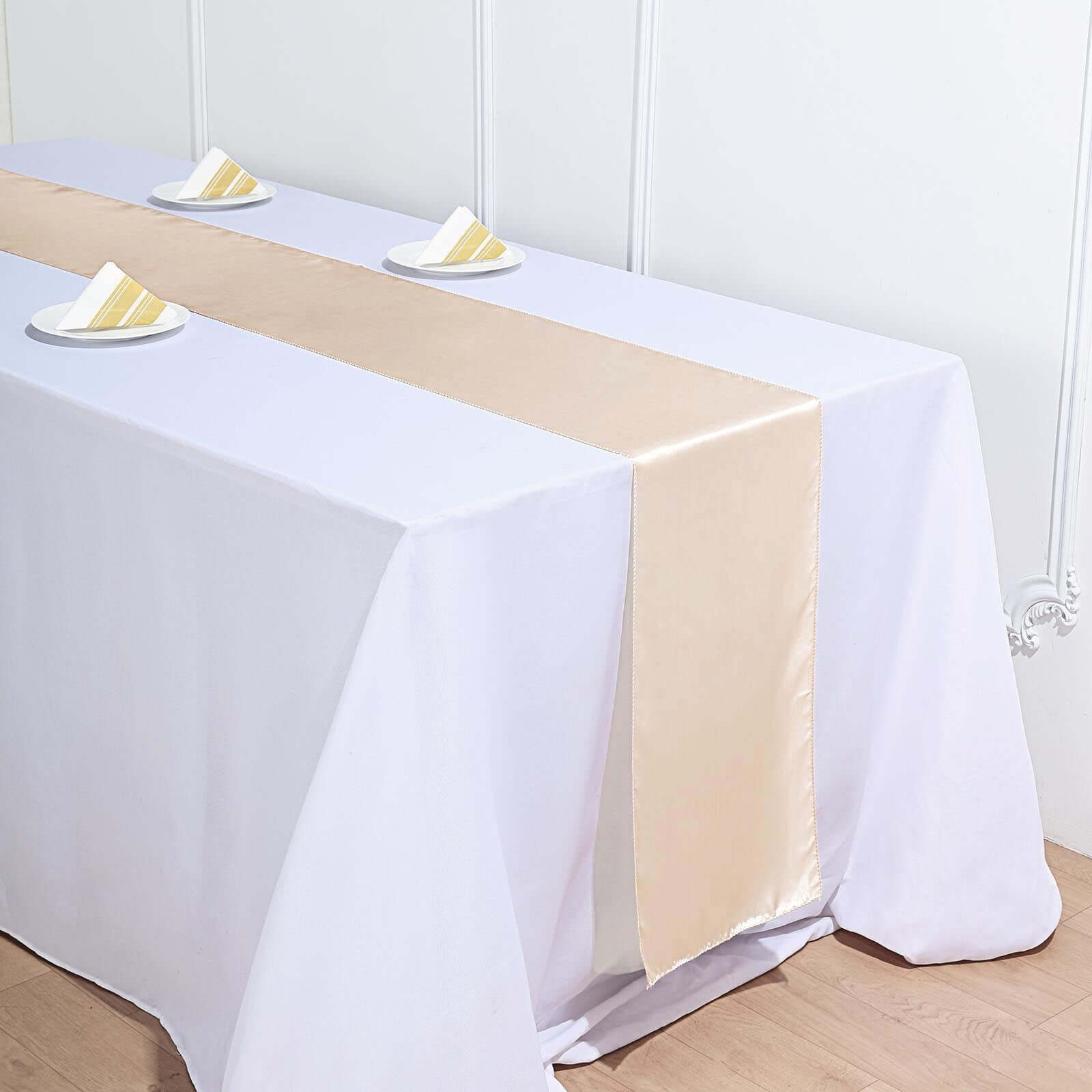 Satin 12"x108" Table Runner Beige - Stylish Table Linen
