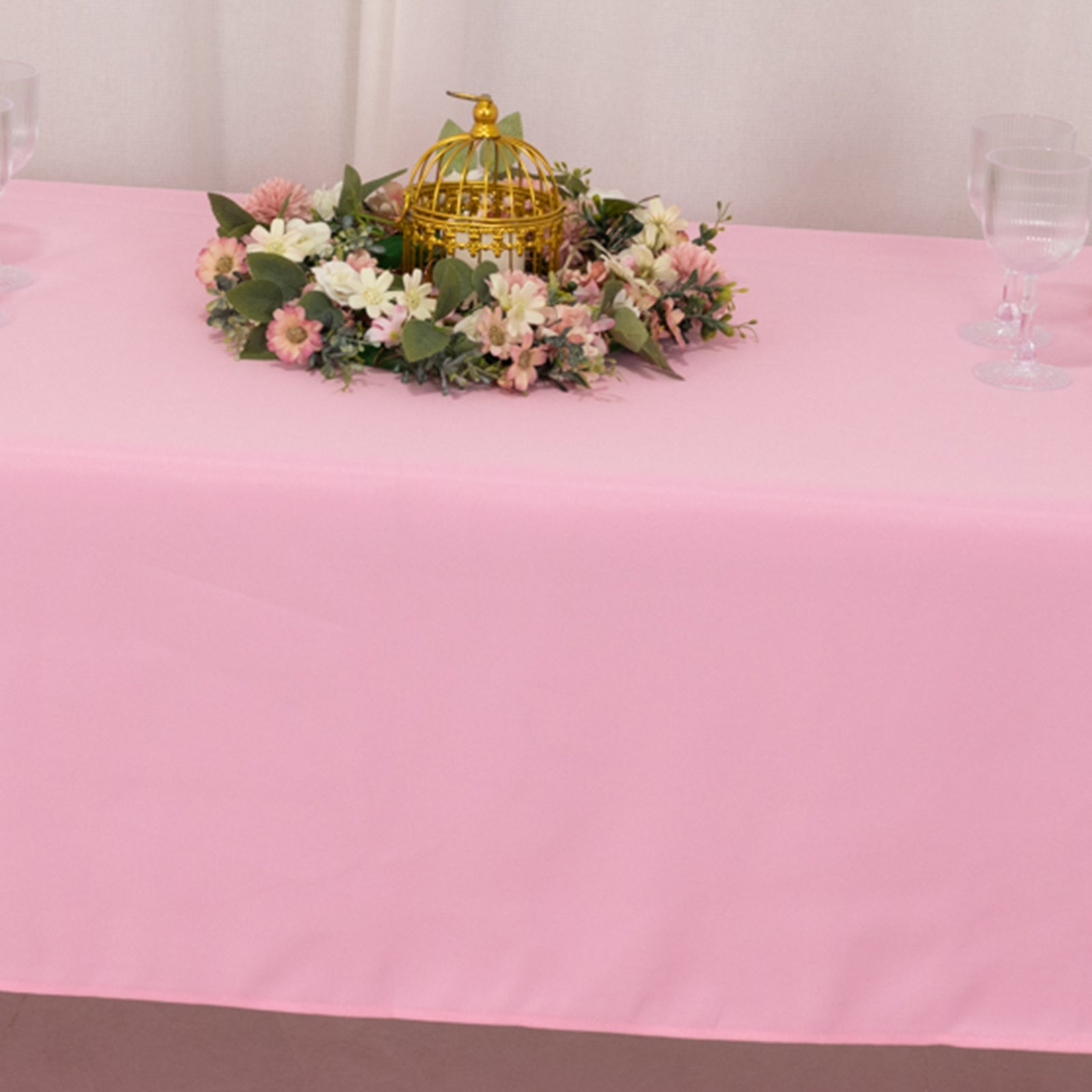 Premium Polyester 60"x126" Rectangle Tablecloth Pink - Stain-Resistant 220GSM Finish Table Cover