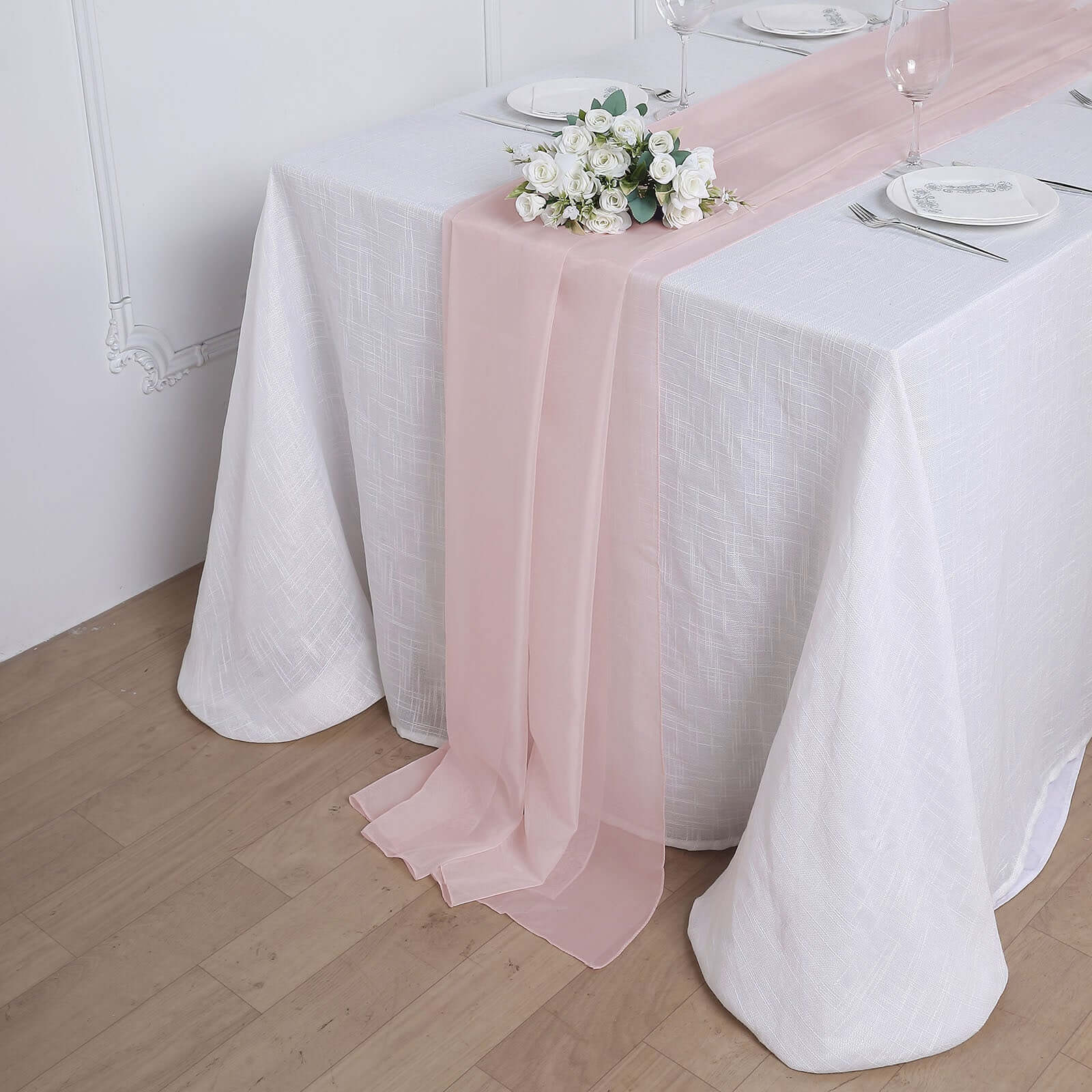 Chiffon 6ft Table Runner Blush - Flowy & Lightweight Table Decor