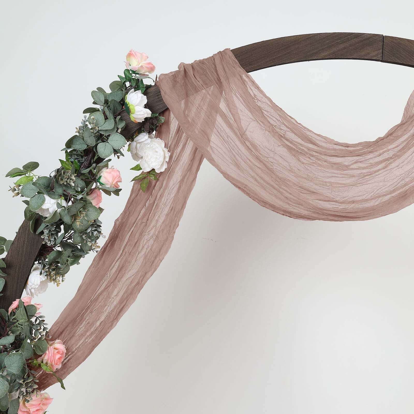 20ft Dusty Rose Gauze Cheesecloth Fabric Wedding Arch Drapery, Window Scarf Valance, Boho Decor Arbor Curtain Panel