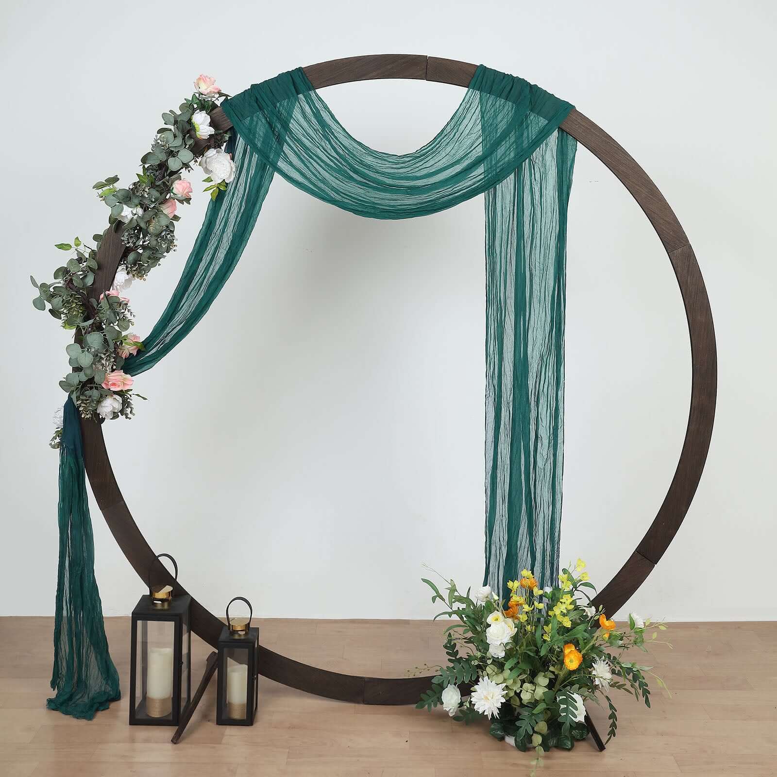 20ft Peacock Teal Gauze Cheesecloth Fabric Wedding Arch Drapery, Window Scarf Valance, Boho Decor Arbor Curtain Panel