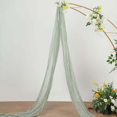 20ft Sage Green Gauze Cheesecloth Fabric Wedding Arch Drapery, Window Scarf Valance, Boho Decor Arbor Curtain Panel