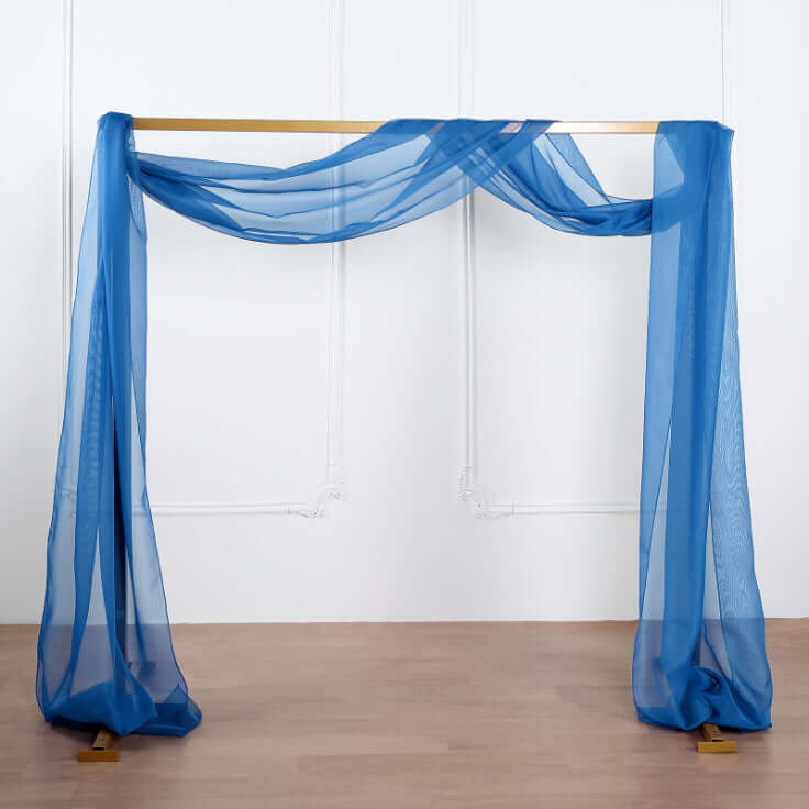 18ft Royal Blue Sheer Organza Wedding Arch Drapery Fabric, Window Scarf Valance