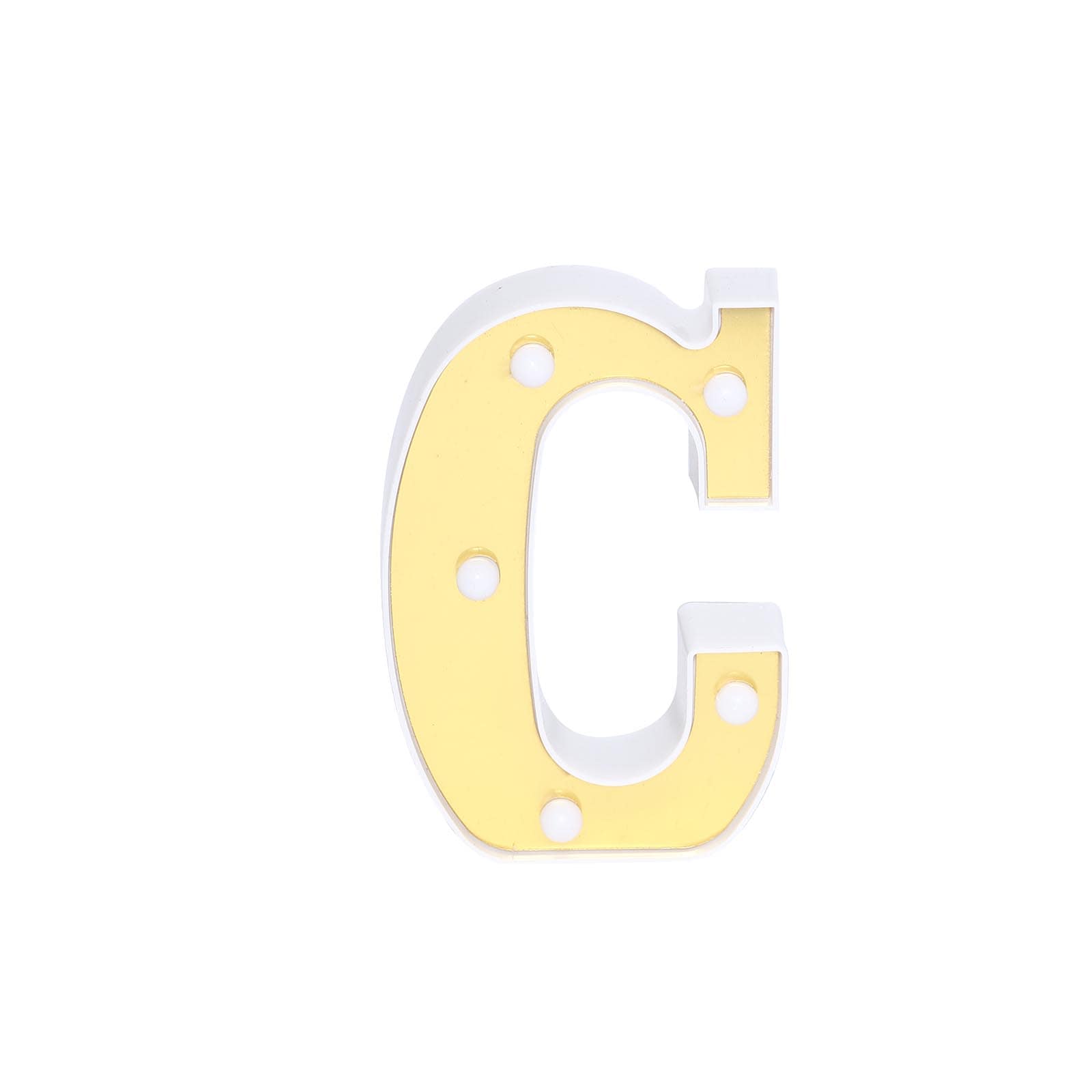 3D Marquee Letter "C" Warm White 5 LED Lights Gold - Chic Light-Up Decor for Events 6"