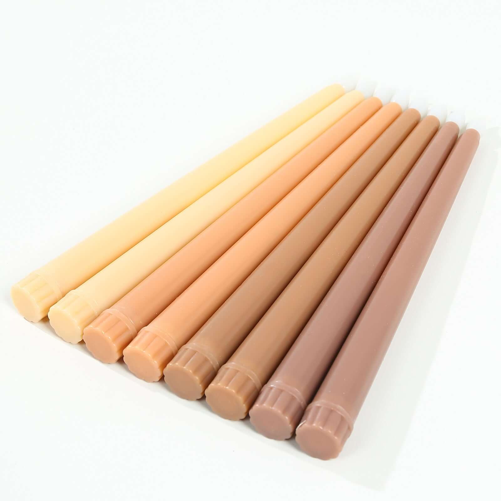 8-Pack LED Flickering Lighting Mixed Natural - Flameless Battery Operated Taper Candles 11"