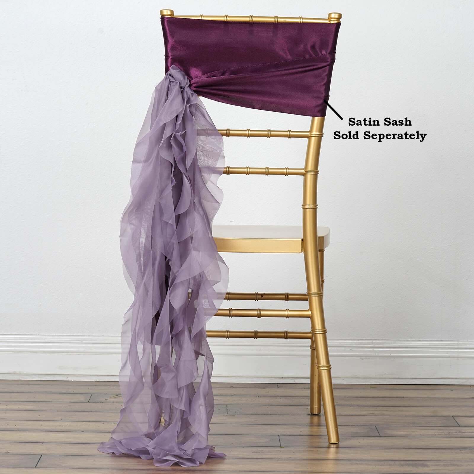 Chiffon Chair Sash with Curly Design Violet Amethyst - Stylish Chair Decorations