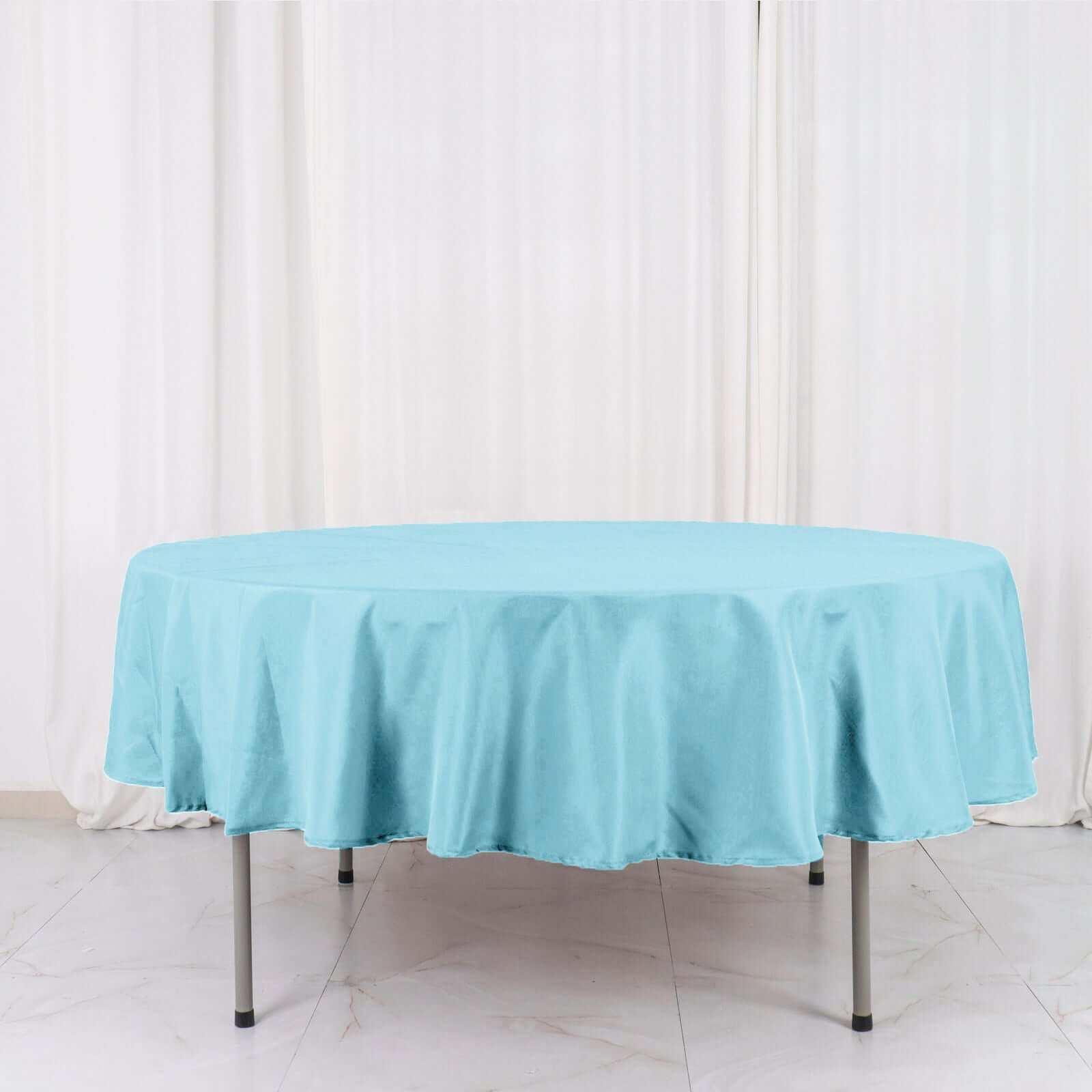 Polyester 90" Round Tablecloth Light Blue - Stain & Wrinkle-Resistant Table Cover