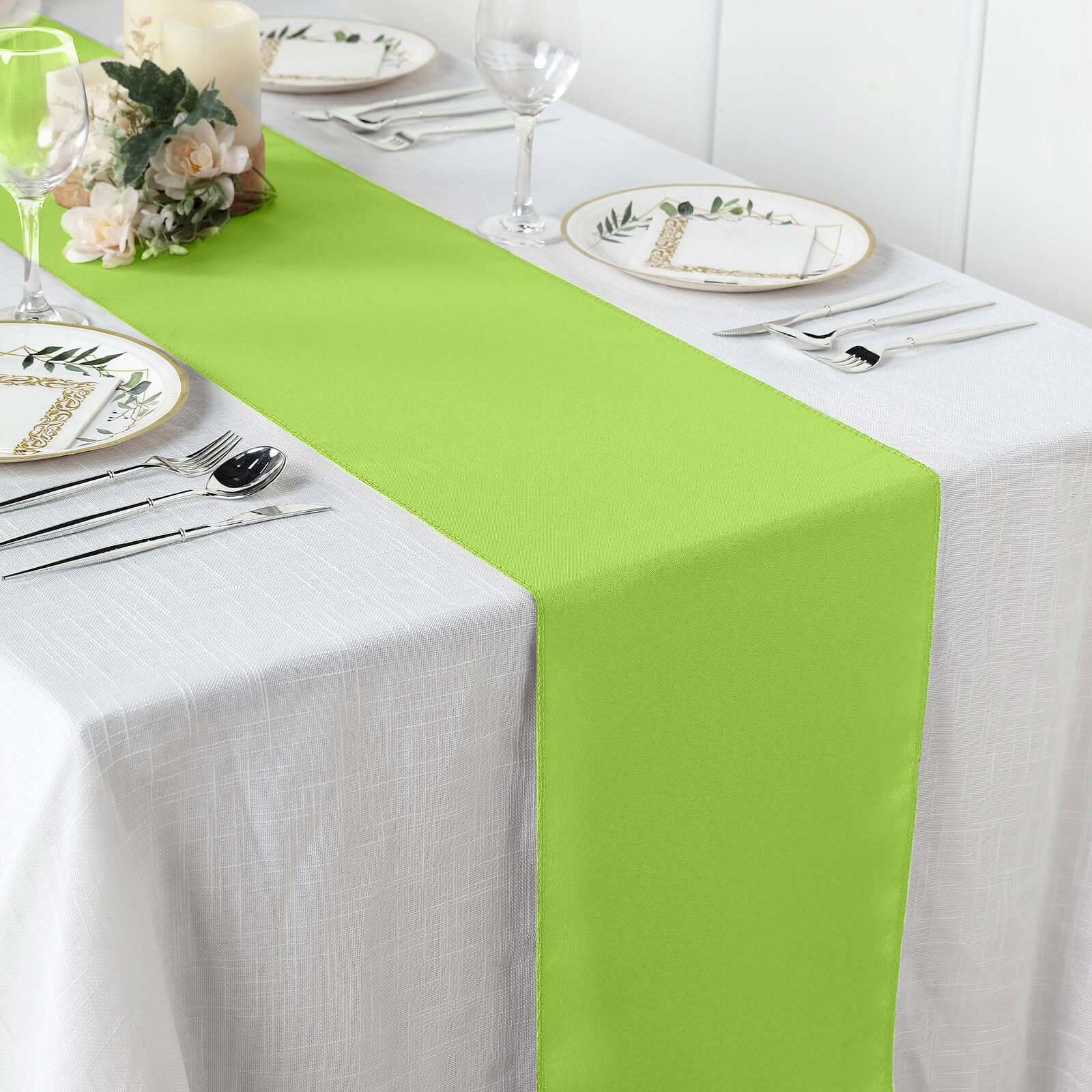 Polyester 12"x108" Table Runner Apple Green - Durable & Wrinkle-Resistant Table Decor