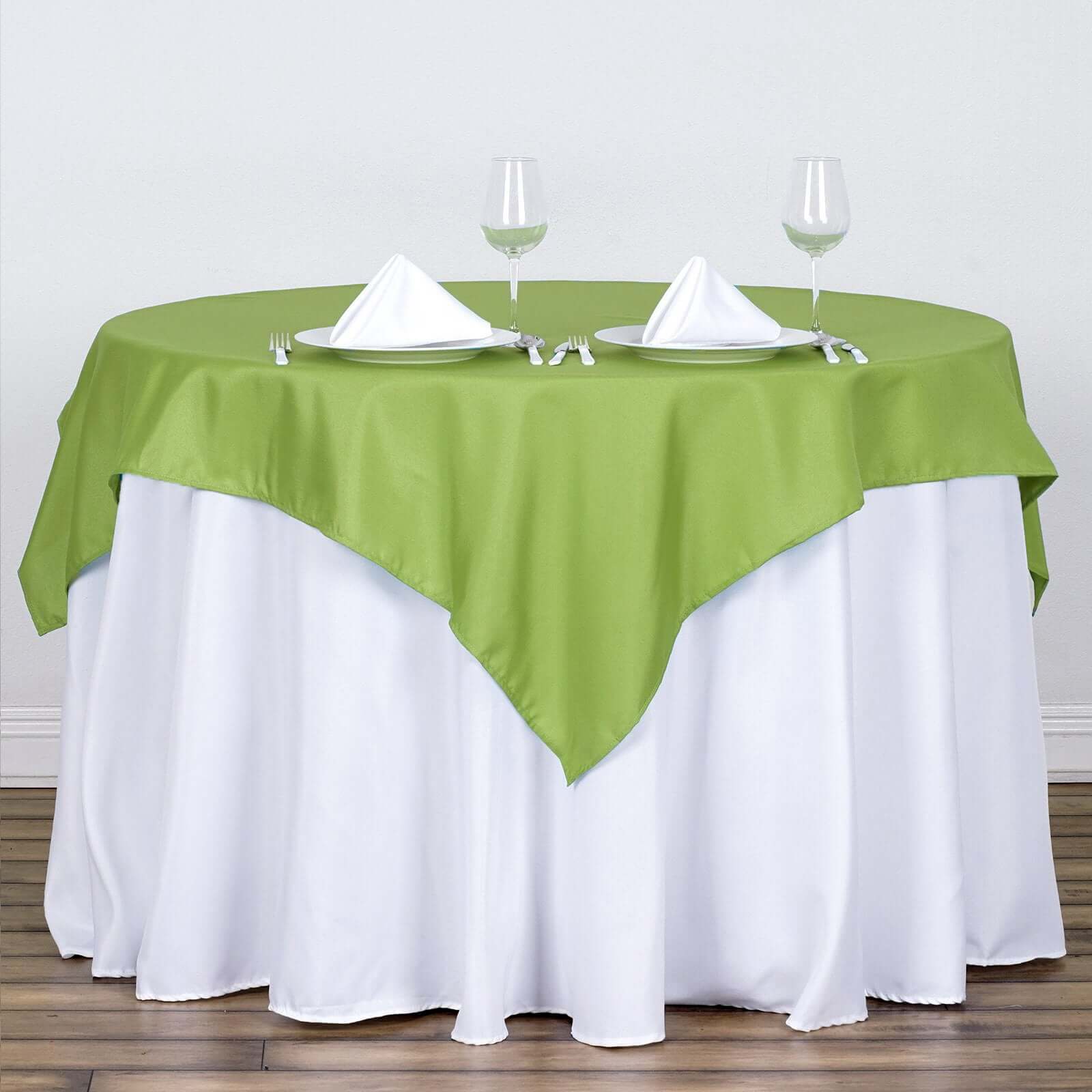 Polyester 54"x54" Table Overlay Square Tablecloth Apple Green - Wrinkle-Resistant & Durable Table Cover