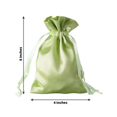 12 Pack 4"x6" Apple Green Satin Drawstring Wedding Party Favor Gift Bags