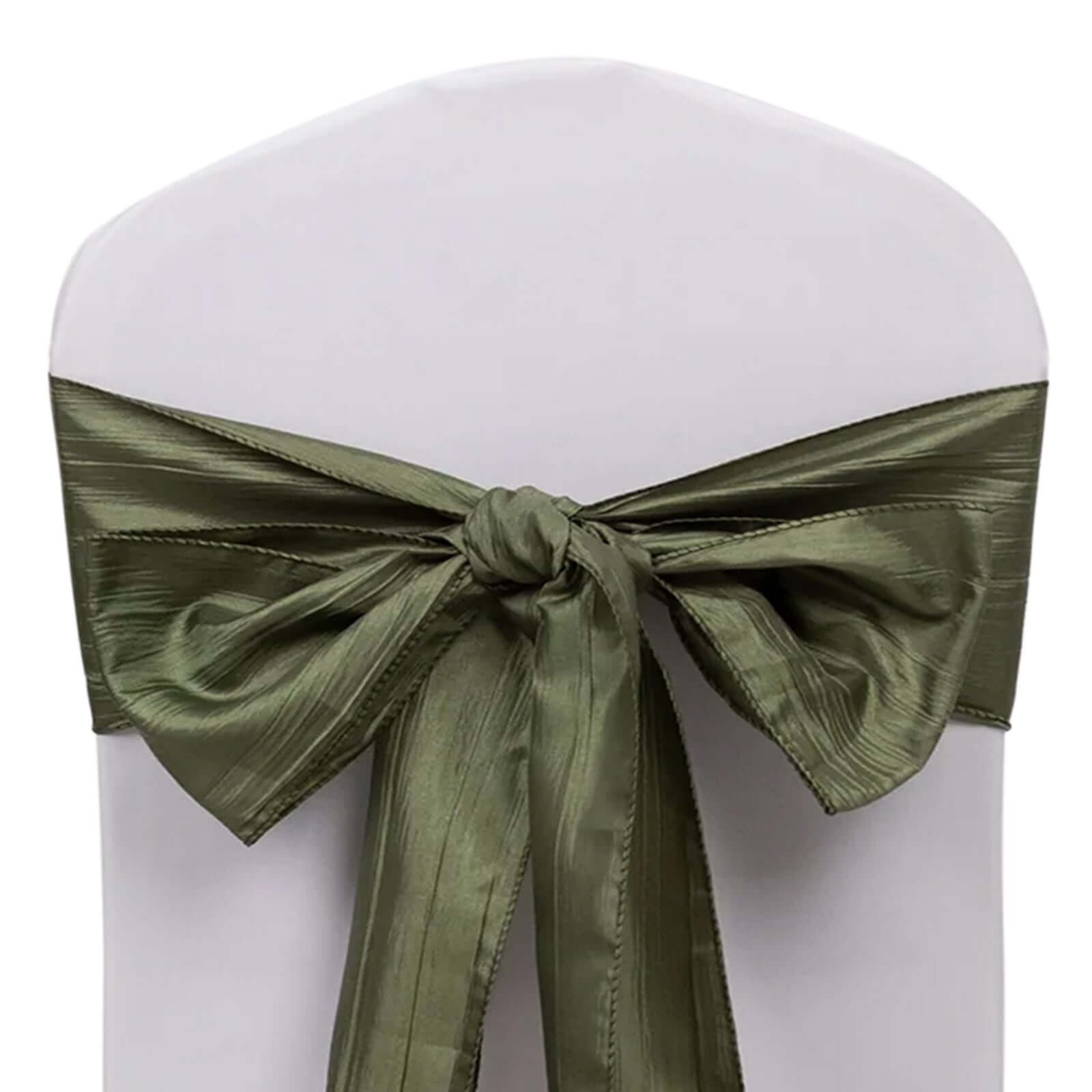 5 Pack Taffeta 6"x106" Chair Sashes Dusty Sage Green Accordion Crinkle Texture - Stylish Decor for Weddings & Gatherings