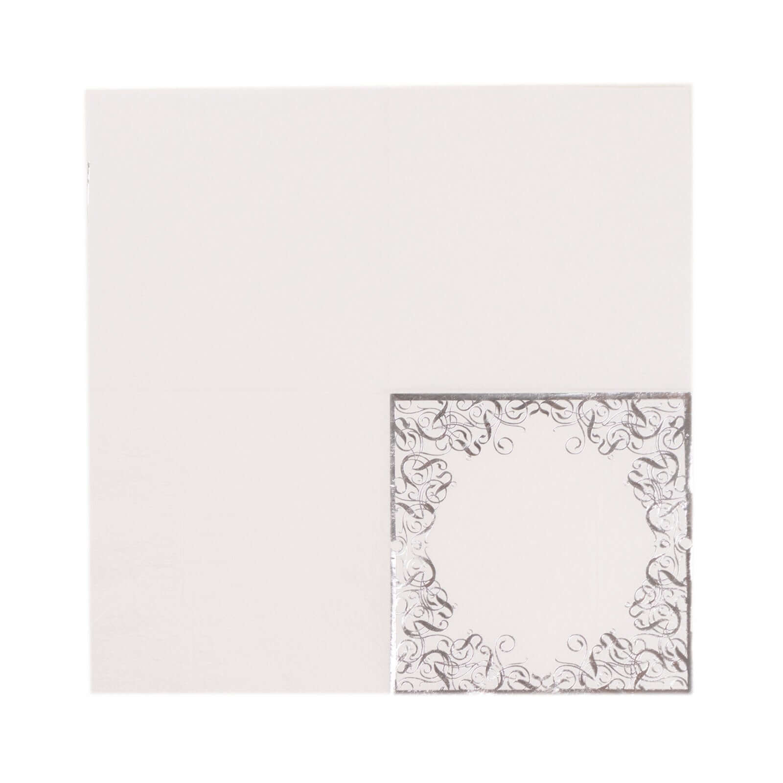 20-Pack Paper Beverage Napkins with Silver Foil Lace Design White - 3 Ply Disposable 18GSM European Style Cocktail Napkins 5"x5"