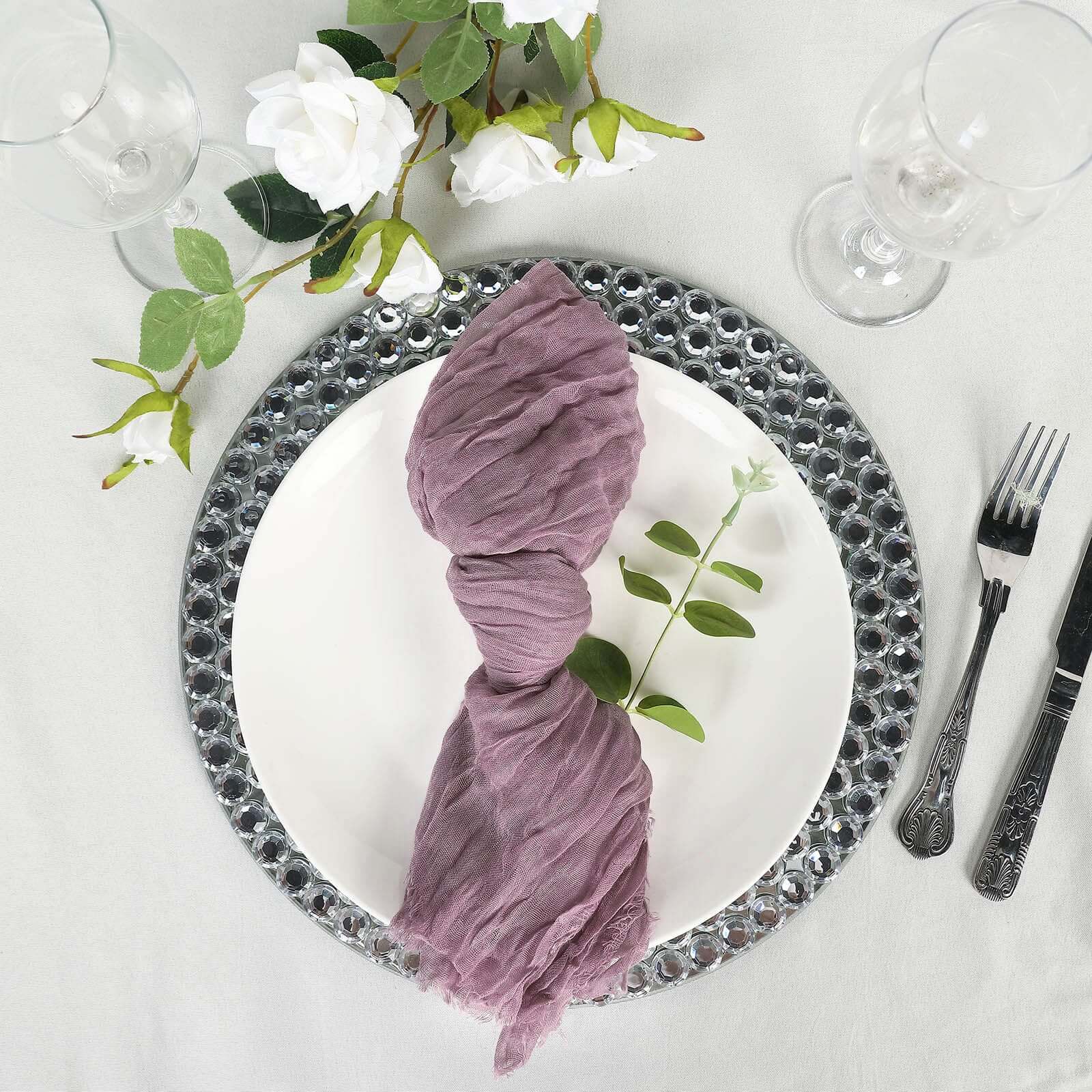 5 Pack Gauze Cheesecloth 24"x19" Napkins Violet Amethyst Reusable Dinner Napkins