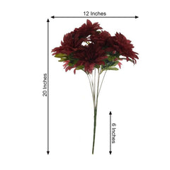 2 Bouquets 20" Burgundy Artificial Silk Dahlia Flower Spray Bushes