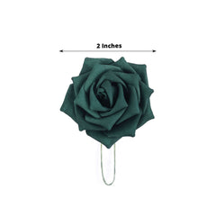 24 Roses 2" Hunter Emerald Green Artificial Foam Flowers With Stem Wire and Leaves