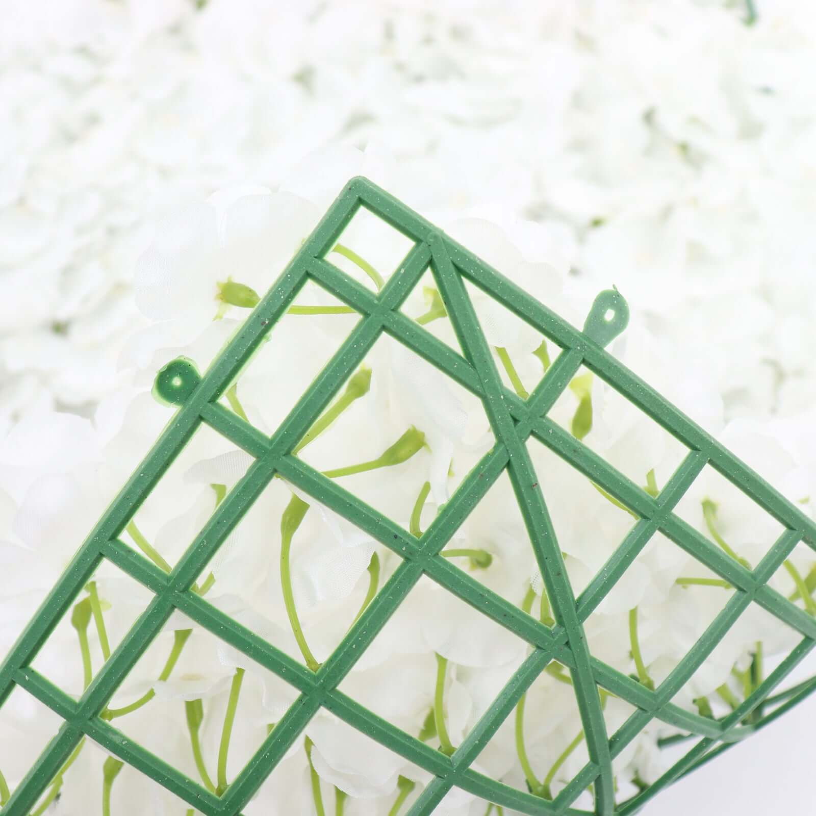 11 Sq ft. White UV Protected Hydrangea Flower Wall Mat Backdrop - 4 Artificial Panels